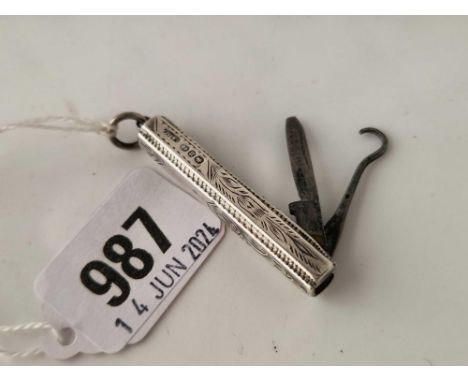 A small pen knife and button hook, combined Birmingham 1919