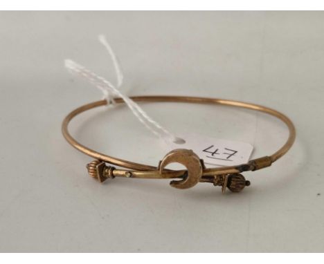 Victorian crescent moon 9ct bangle 3.8g