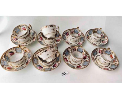 An early Victorian part tea and coffee service, painted with sprays of flowers