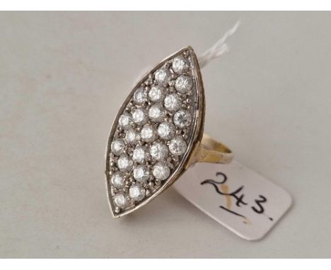 An art deco marquise paste set 9ct ring size M 4.6g inc