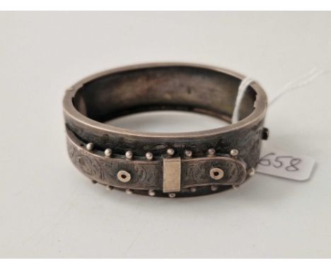 A Victorian silver buckle bangle 24 g