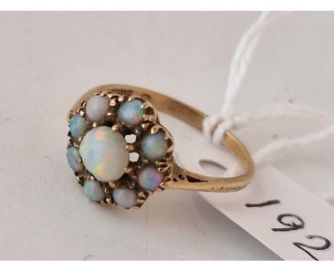 An opal cluster ring, 9ct, size L, 2.4 g