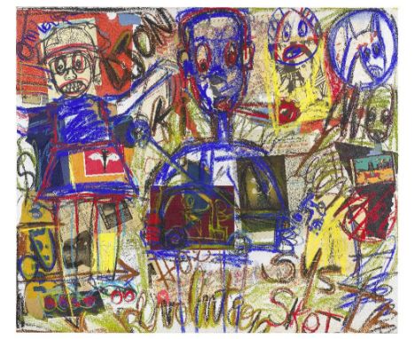 Abdoulaye Diarrassouba 'Aboudia' (Ivorian, born 1983)Revolution inscribed '5.8.2011/ REVOLUTION' (verso)oil stick and paper c