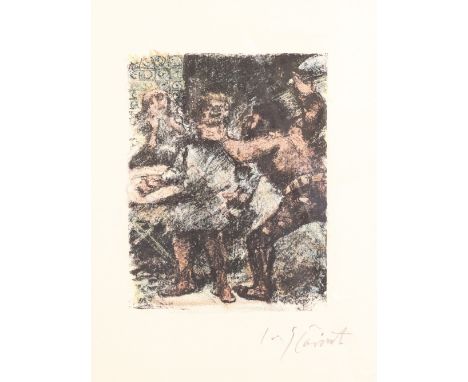 Lovis CORINTH (1858-1925), "Baumgarten erwürgt den Vogt". Handsigniert, Farblithographie, hinter Glas, 38,5 x 29 cm (Motivgrö