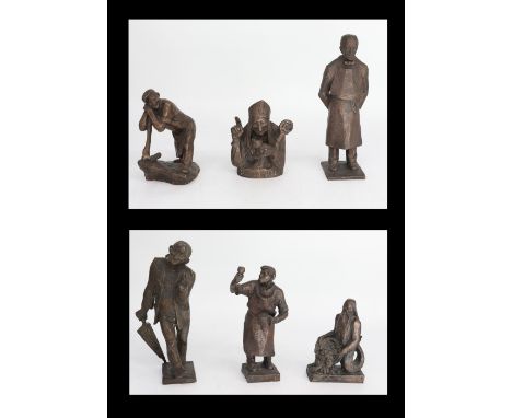 Konvolut Bronzeskulpturen Richard Rother (Bieber/Spessart 1890 - 1980 in Fröhstockheim/ Landkreis Kitzingen, Bildhauer, Holzs