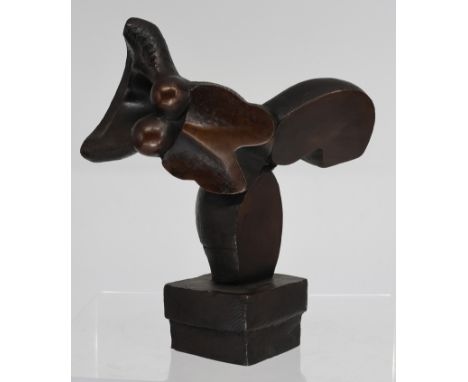 FOTIS (1940), Frauenakt, Bronze, signiert und numm "2/22": Korpus auf einem Bein stehend, auf quadratischem Sockel. Durch die