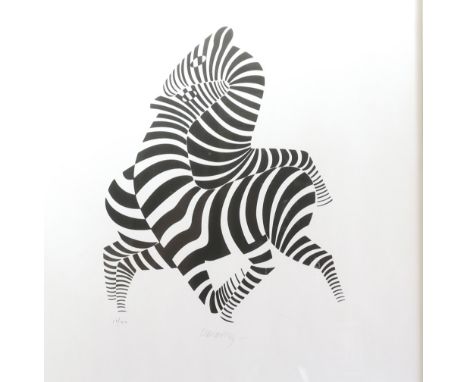 Victor Vasarely (1908 - 1997). Zebras. Aus einer Edition von 90 Exemlaren hier die Nummer 56. Signiert, nummeriert 56/90, Lit