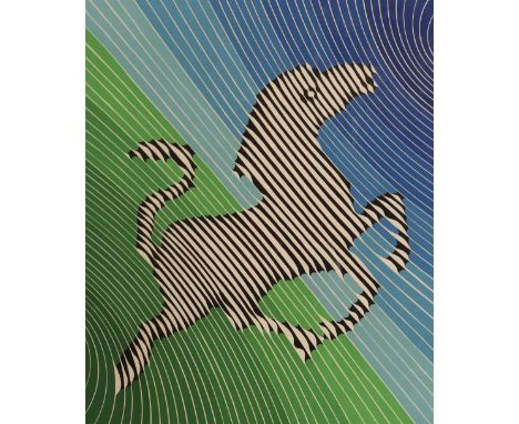 Victor Vasarely (1908 - 1997). Zebra Nr. 2, (1984). Aus einer Edition von 50 Exemlaren hier die Nummer 41. Farblithographie a