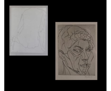 Dieter Stein (1924–2022, Würzburger Künstler), Frauenakt in Rückenansicht, Zeichnung, Kuli/Papier, signiert und datiert '69, 