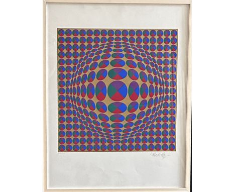 Victor Vasarely, "Neptune", Farbserigrafie handsigniert, Limitiert, E.A. 5/20, 62 x 49 cm / Victor Vasarely, "Neptune", color