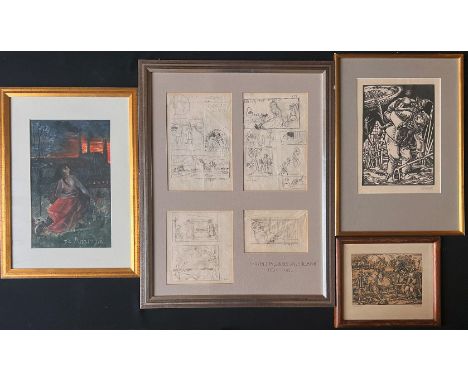 Verschiedene Werke aus der Schiestl Familie: Matthäus SCHIESTL (1869-1939), Skizzen zum "Der Deutsche Spielmann" + Tod + 1925