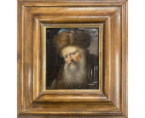 Holländischer Maler, 17/18. Jh., Porträt eines alten Mannes mit Pelzmütze und langem, grauen Bart, Öl/Lwd. 11,5 x 10 cm, Alte
