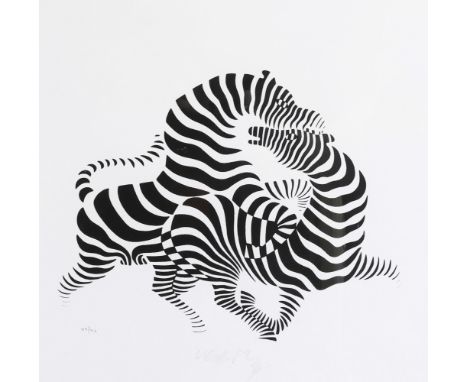 Victor Vasarely (1908 - 1997). Zebras. Aus einer Edition von 90 Exemlaren hier die Nummer 49. Signiert, nummeriert 59/90, Lit