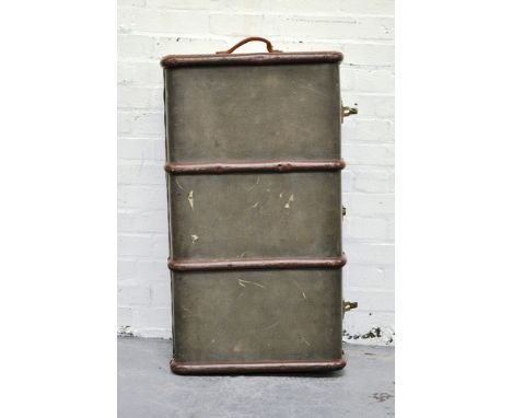 Vintage trunk, metal banded, width 90cm.