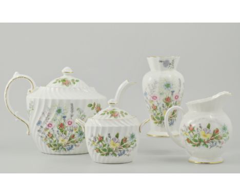 Quantity of Aynsley "Tudor Rose", dinner and tea service to include, six soup bowls, six dinner plates, four cake plates, an 