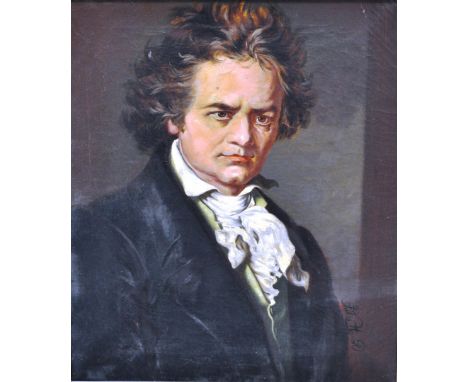 Jules Howard, Beethoven, half length portrait, 60cm x 50cm and a companion portrait, (2).