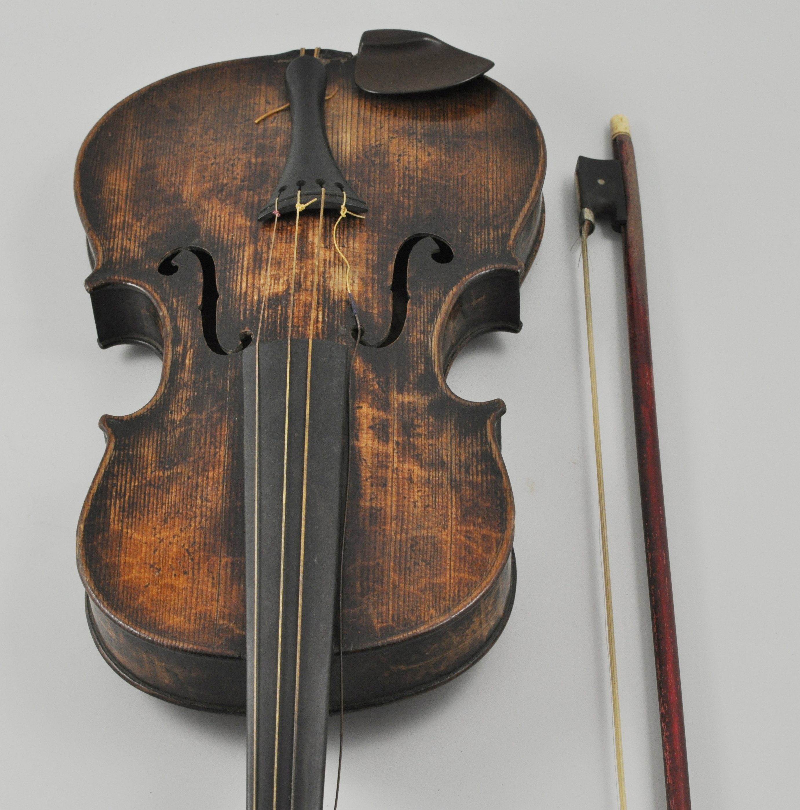 Antique violin, 36cm one piece back, labelled "Nicolaus Amatus Fecit