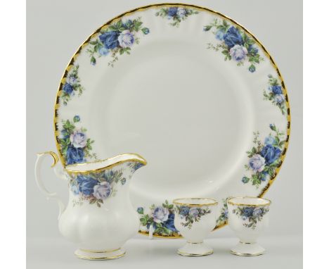 Royal Albert "Moonlight Rose" part dinner and tea service, to include a plate clock, six dinner plates, six side plates, six 