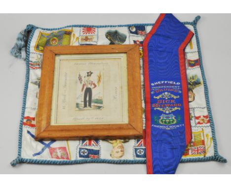 Victorian portrait, James Chambers, 84 York and Lancaster, Heroes, April 27th 1845, maple wood framed, 32cm x 27cm, a banner 