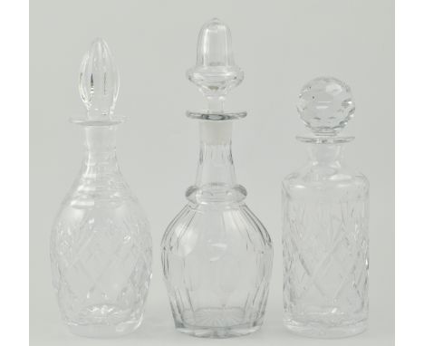 Cut glass decanters, Venetian ruby glass and other table glassware.(1 box)