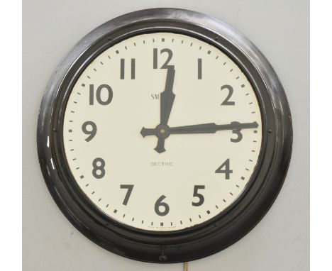 Large metal cased "Smiths Sectric" wall clock, white enamel, diameter 61cm.