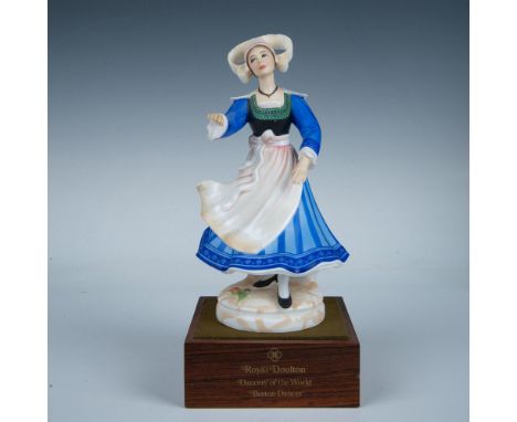 Part of the Dancers of the World series. Matte figural in traditional attire colored in bright blue striped dress with design