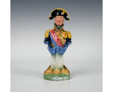 Limited edition 171 of 950. Hand decorated and hand painted porcelain bust of British flag officer, Horatio Nelson, as a ship