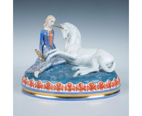 Part of the Myths and Maidens series which depicts mythical maidens with symbolic creatures this large allegorical figural gr