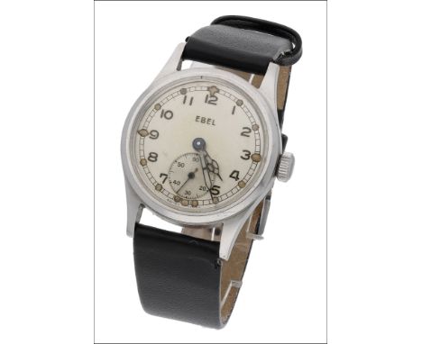 British military: An ATP wristwatch by Ebel, the signed silvered dial with black Arabic numerals, outer minutes track with lu