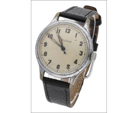A gentleman’s wristwatch by Jaeger-LeCoultre, 1940s, the signed silvered dial with luminous Arabic numerals, outer seconds tr