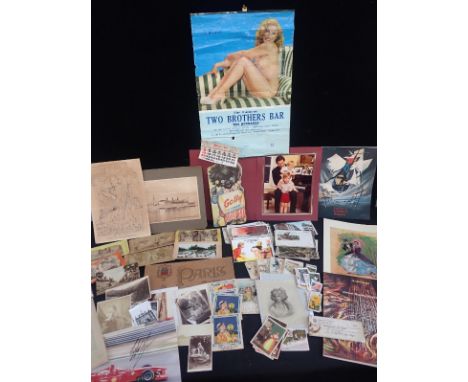 A QUANTITY OF EPHEMERA:postcards (one Louis Wain), Kensitas 'Henry' cards, Stereo cards, photos, incl. Prince Charles with Wi