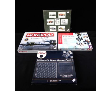 WILLIAMS RACING MONOPOLY GAME, MINT IN BOXwith two Williams Racing jig saw puzzles and a framed set of Graham and Damon Hill 