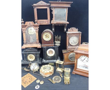 A SLATE CASED MANTEL CLOCK WITH VISIBLE BROCOT ESCAPEMENTJapy Freres movement, and various other clocks and parts, including 