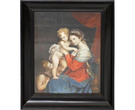 Carracci, Annibale (1560 Italien 1609), nach Madonna mit Jesus und Johannes dem Täufer. Gouache/Papier, auf Lwd. aufgezogen. 