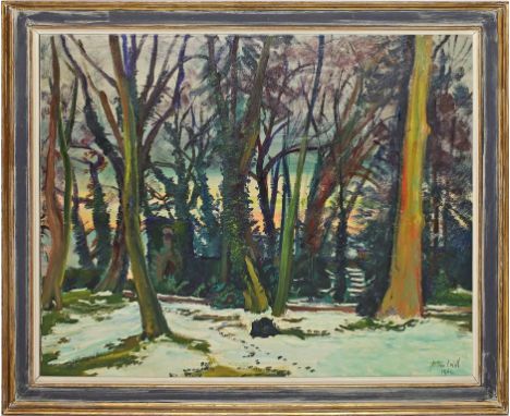 Leidl, Anton (1900 Frankfurt – Tutzing 1976) Winter in Tutzing "Turm in der Violaburg", so verso betitelt, sign. und dat. 196