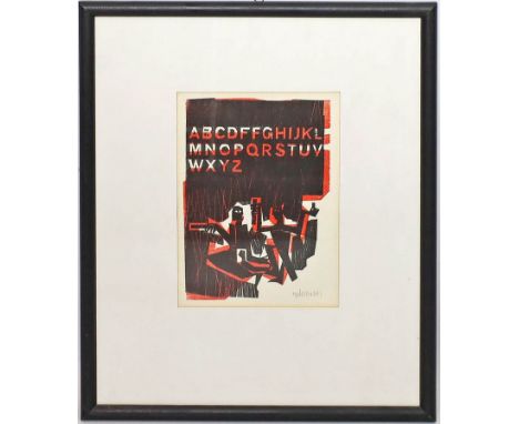 Grieshaber, H.A.P. (1909 Rot/Rot- Reutlingen 1981) Der Setzer. Farbholzschnitt, re. u. mit Bleistift sign., um 1965. Bildmaß 