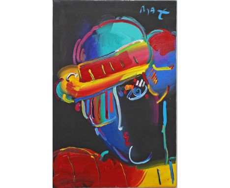 Max, Peter (geb. 1937 Berlin) Portrait. Acryl/Lwd., re. o. sign. und verso bez. Ca. 60x 45,5 cm.