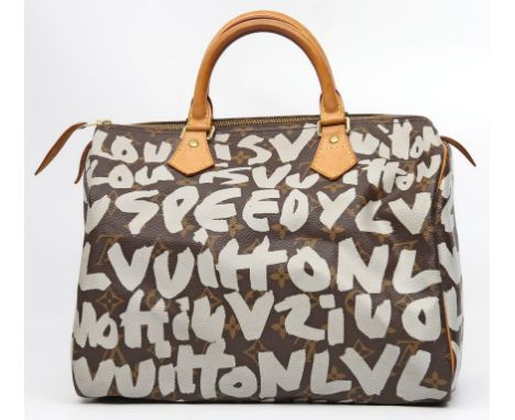 Tote Bag "Monogramm Graffiti Speedy 30", Louis Vuitton & Stephen Sprouse. Monogram Canvas mit hellgrauem Graffiti-Print "LOUI