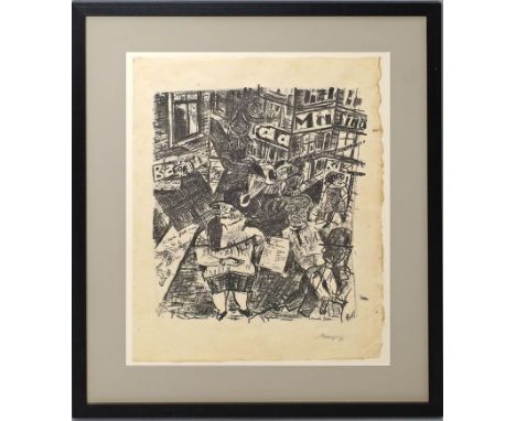 Gangolf, Paul (1879 Königsberg - 1939 Esterwegen) "Koksende Hure" (1925). Lithographie (Altersspuren), re. u. mit Bleistift s