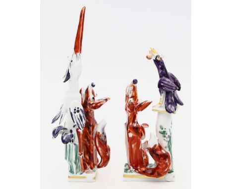 Strang, Peter (1936 Dresden 2022) "Fuchs und Storch" sowie "Fuchs und Rabe", nach den Fabeln des Äsop. Bunt bemalt. Entwurf a