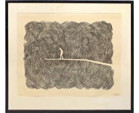 Goltz, Hubertus von der (geb. 1941 Gross Bestendorf) Balanceakt. Lithographie/Bütten, re. u. mit Bleistift monog., dat. (19)9