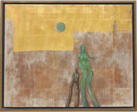 Emrath, Volkert (geb. 1945 Oberschwarzach) "Aufgaben über den Mond III - Mondsüchtig", so verso betitelt, sign. und dat. Sept