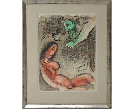 Chagall, Marc (1887 Vitebsk - Paul de Vence 1985) "Eva wird von Gott verdammt", wohl aus "Drawings for the bible". Farblithog