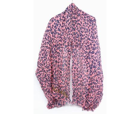 XXL-Schal, Louis Vuitton & Stephen Sprouse. 70% Kaschmir und  30%Seide. Pinkes Leoparden-Muster mit "LOUIS VUITTON" Graffiti-