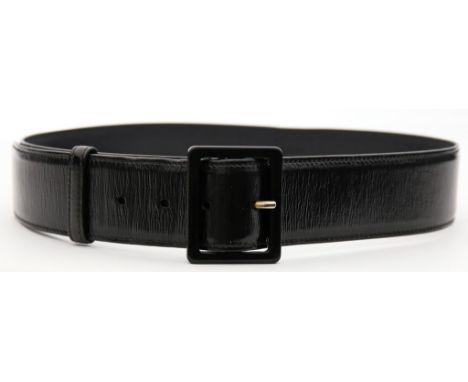 Vintage-Gürtel, Yves Saint Laurent Rive Gauche. Schwarzes, glänzendes Leder, gem. "YVES SAINT LAURENT rive gauche made in ita