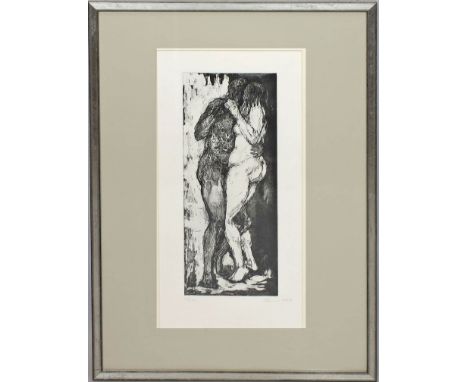 Cremer, Fritz (1906 Arnsberg - Berlin 1993) Paar oder Umarmung. Aquatinta, re. u. mit Bleistift sign., dat. 1968 und li. u. E