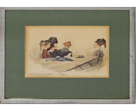 Saltzmann, Carl (1847 Berlin 1923) Drei Arbeiten mit Personen an Tisch. Mischtechnik (Altersspuren, Ränder gebräunt), je u. m