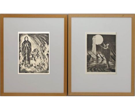 Rabus, Carl (1898-1983) und Karl Ritter (1888-1977) Zwei Radierungen und einzelne Lithographie mit mystischen Darstellungen. 