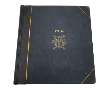 A large late-19th/early-20th century photograph album, containing approx. 156 sepia-tone albumen prints of Italian views, to 