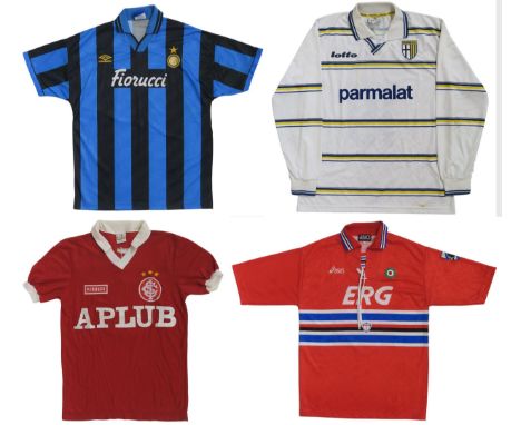 A Parma A.C. 1998-99 away shirt by Lotto, numbered "Orlandini 19", size XL; a U.C. Sampdoria 1994-95 away shirt by Asics, num
